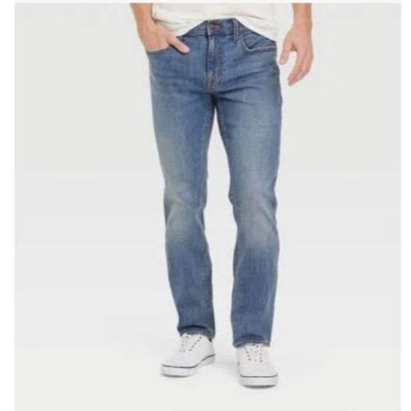 Goodfellow & Co Mens Straight Slim Fit Stretch Jeans W32 L34 Light Wash Denim - Picture 1 of 11